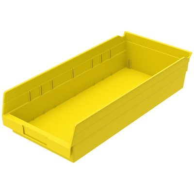Akro-Mills Shelf Bin, 17 7/8L x 4H x 8 3/8W, Yellow