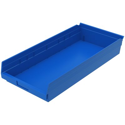 Akro-Mills Shelf Bin, 23 5/8L x 4H x 11 1/8W, Blue