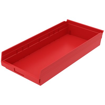 Akro-Mills Shelf Bin, 23 5/8L x 4H x 11 1/8W, Red