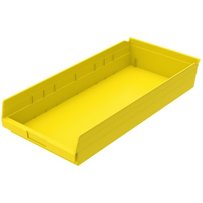 Akro-Mills Shelf Bin, 23 5/8L x 4H x 11 1/8W, Yellow