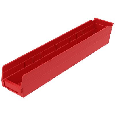 Akro-Mills Shelf Bin, 23 5/8L x 4H x 4 1/8W, Red