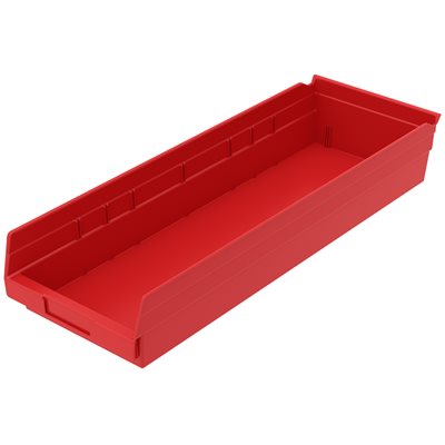 Akro-Mills Shelf Bin, 23 5/8L x 4H x 8 3/8W, Red