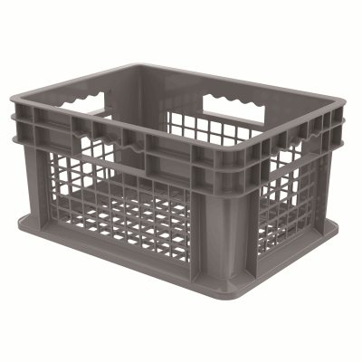 Akro-Mills Straight Wall Container, Mesh Side & Base, 15 3/4L x 8 1/4H x 11 3/4W, Grey