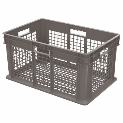 Akro-Mills Straight Wall Container, Mesh Side & Base, 23 3/4L x 12 1/4H x 15 3/4W, Grey