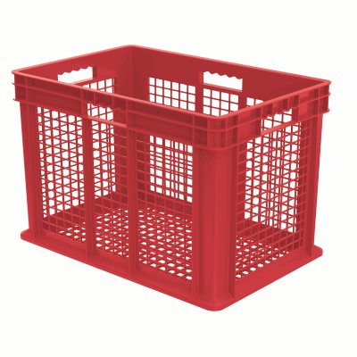 Akro-Mills Straight Wall Container, Mesh Side & Base, 23 3/4L x 16 1/8H x 15 3/4W, Red