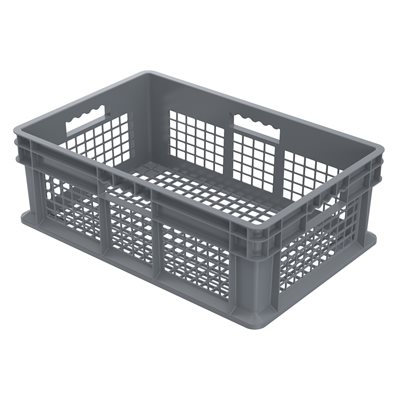 Akro-Mills Straight Wall Container, Mesh Side & Base, 23 3/4L x 8 1/4H x 15 3/4W, Grey