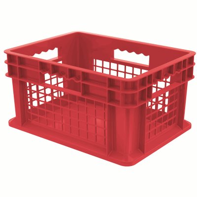 Akro-Mills Straight Wall Container, Mesh Side & Solid Base, 15 3/4L x 8 1/4H x 11 3/4W, Red
