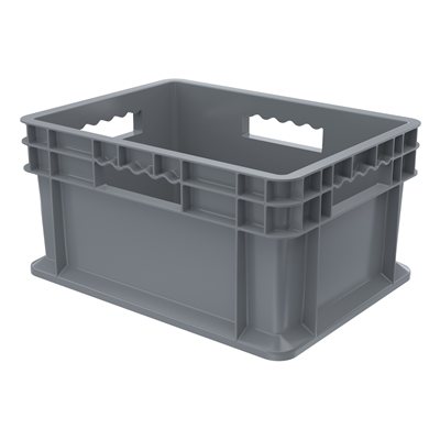 Akro-Mills Straight Wall Container, Solid Side & Base, 15 3/4L x 8 1/4H x 11 3/4W, Grey
