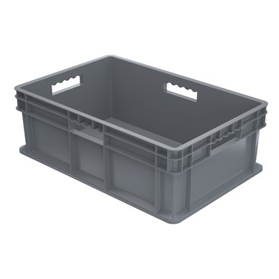 Akro-Mills Straight Wall Container, Solid Side & Base, 23 3/4L x 8 1/4H x 15 3/4W, Grey