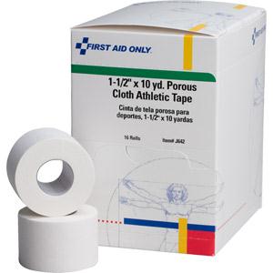 Athletic Tape, Porous Cloth, 1 1/2 x 10 yd, 16 Rolls/Box