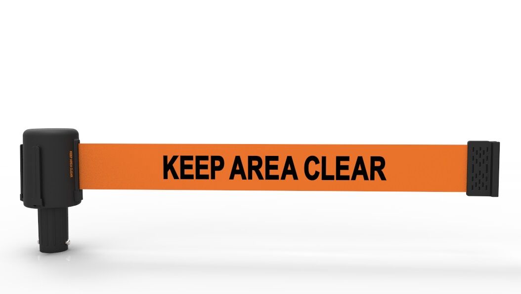 Banner Stakes 15' Orange Keep Area Clear Banner