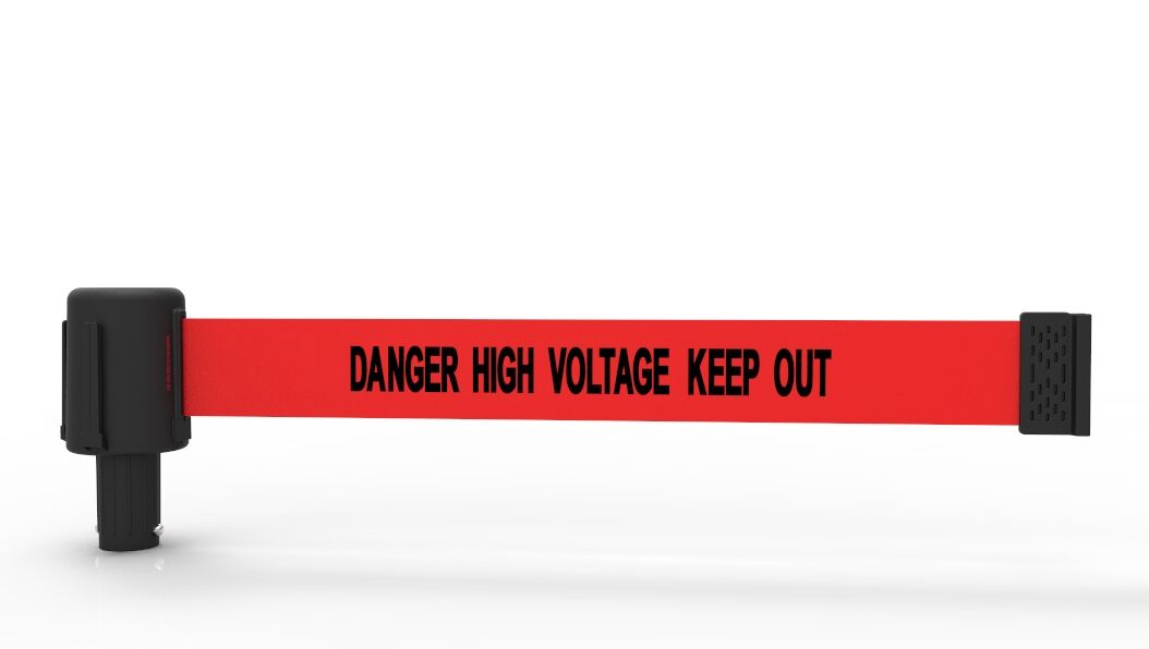 Banner Stakes 15' Red Danger High Voltage Keep Out Banner