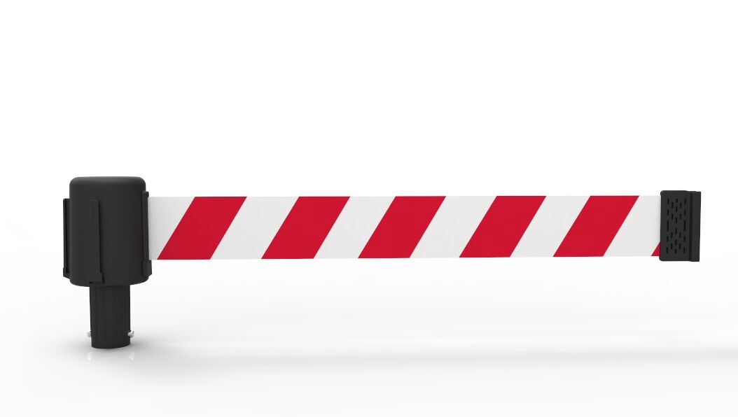 Banner Stakes 15' Red/White Diagonal Striped Banner