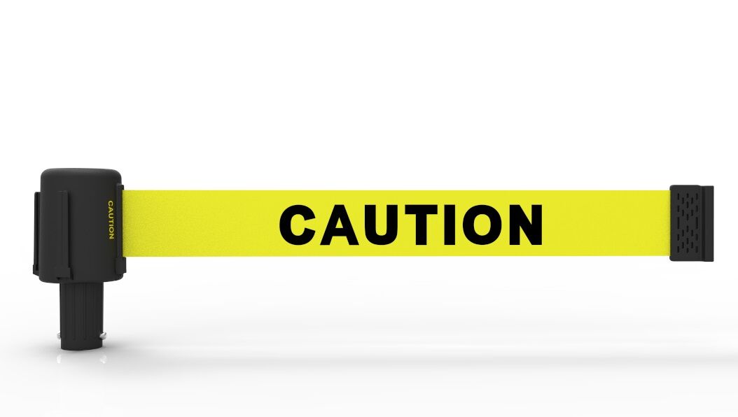 Banner Stakes 15' Yellow, Double-Sided Caution Banner