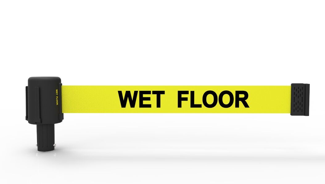 Banner Stakes 15' Yellow Wet Floor Banner