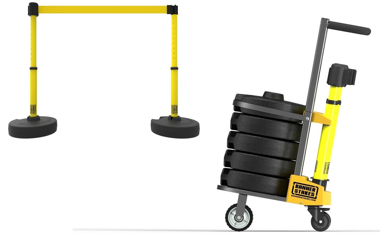 Banner Stakes Plus Cart Package With Blank Yellow Banner