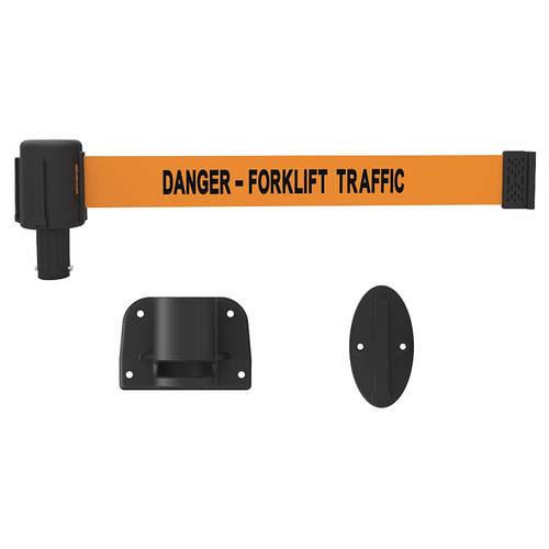 Banner Stakes Plus Wall Mount System With Orange Danger - Forklift Traffic  Banner