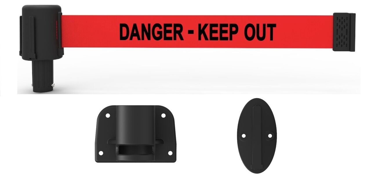 Banner Stakes Plus Wall Mount System With Red Danger - Keep Out Banner