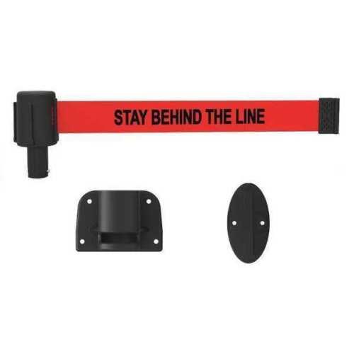Banner Stakes Plus Wall Mount System With Red - Stay Behind The Line Banner