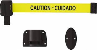 Banner Stakes Plus Wall Mount System With Yellow Caution-Cuidado Banner
