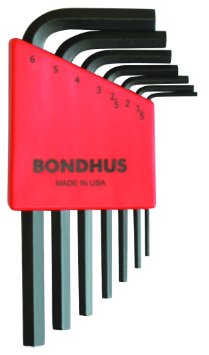 Bondhus 12292, Set 7 Hex L-Wrenches 1.5 - 6mm - Short