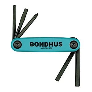 Bondhus 12543, Set 5 Utility Fold-up Tool no. 1, no. 2 Phillips; 3/16 Slotted; no. 1 & 2 Square