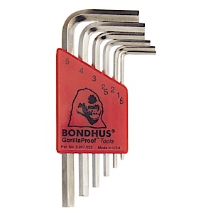 Bondhus 16246, Set 6 BriteGuard Plated Hex L-Wrenches 1.5 - 5mm - Short