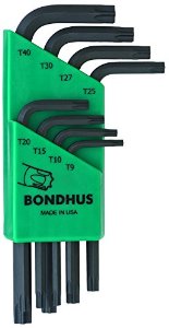 Bondhus 31734, Set 8 Star L-Wrenches - Short Arm Style - T9 - T40