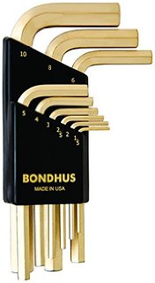 Bondhus 38137, Set 13 GoldGuard Plated Hex L-Wrenches .050 - 3/8 - Long