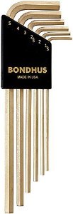 Bondhus 39146, Set 6 GoldGuard Plated Hex L-Wrenches 1.5 - 5mm - Long