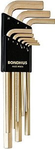 Bondhus 39199, Set 9 GoldGuard Plated Hex L-Wrenches 1.5 - 10mm - Long