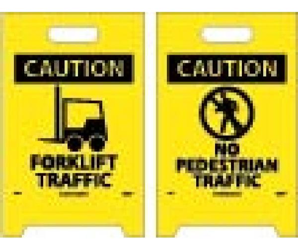 CAUTION FORKLIFT TRAFFIC DOUBLE-SIDED FLOOR SIGN