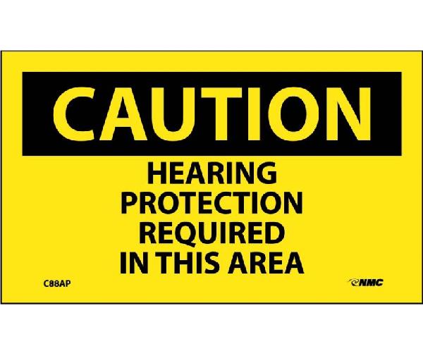 CAUTION HEARING PROTECTION REQUIRED IN THIS AREA LABEL