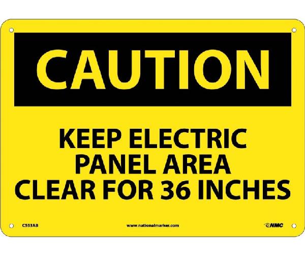 CAUTION KEEP ELECTRICAL PANEL AREA CLEAR FOR 36 INCHES SIGN