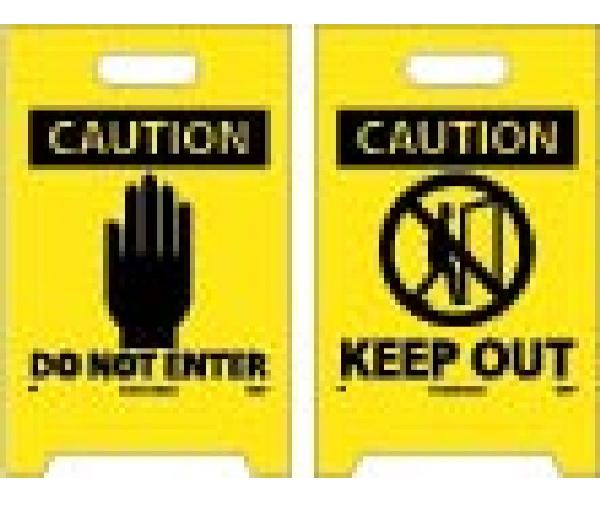 CAUTION KEEP OUT DOUBLE-SIDED FLOOR SIGN