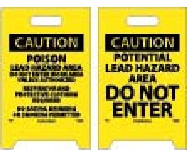 CAUTION POTENTIAL LEAD HAZARD DOUBLE-SIDED FLOOR SIGN