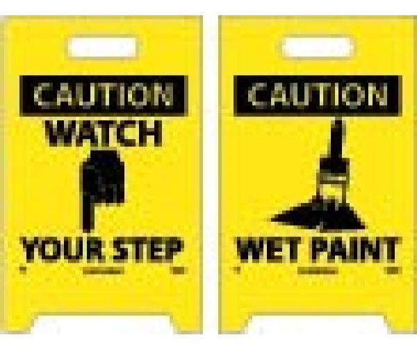 CAUTION WATCH YOUR STEP DOUBLE-SIDED FLOOR SIGN