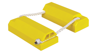 Checkers AC4614-RP-P 4X6X14 PAIR CHOCK BODY YELLOW WITH RUBBER PAD ROPE SLOT LOGO TIGER CHOCK