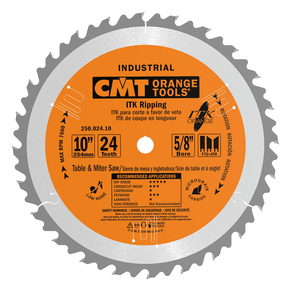 CMT 10 x 24T x 5/8 ITK Rip Tungsten Carbide Tipped Circular Saw Blade
