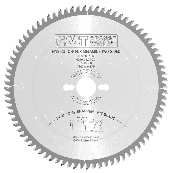CMT 220mm x 64T x 30mm Industrial Fine Cut-Off Tungsten Carbide Tipped Circular Saw Blade