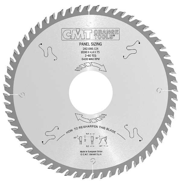 CMT 300mm x 60T x 75mm Industrial Panel Sizing Tungsten Carbide Tipped Circular Saw Blade