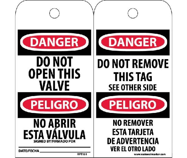 DANGER DO NOT OPEN THIS VALVE SPANISH ONLY TAG