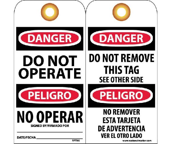 DANGER DO NOT OPERATE BILINGUAL TAG