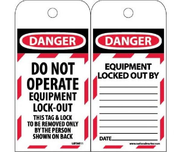 DANGER DO NOT OPERATE EQUIPMENT TAG