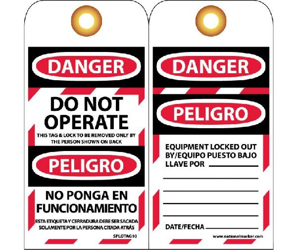 DANGER DO NOT OPERATE THIS BILINGUAL TAG