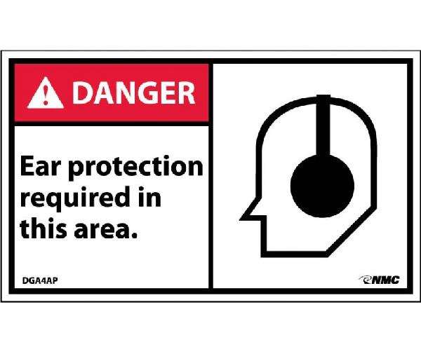 DANGER EAR PROTECTION REQUIRED IN THIS AREA LABEL