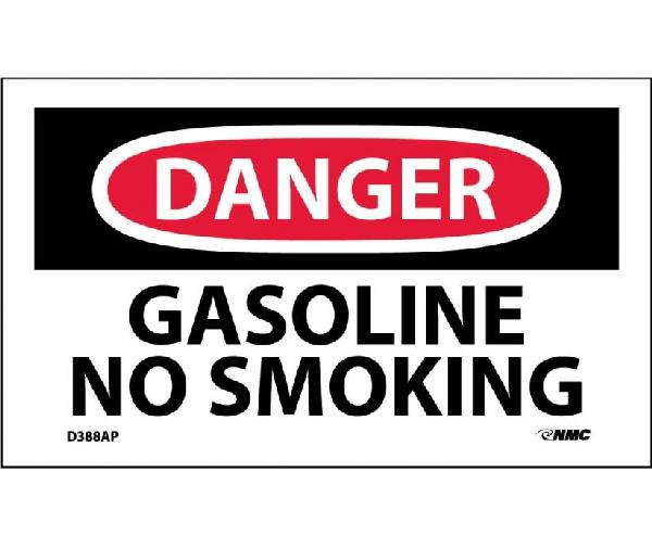 DANGER GASOLINE NO SMOKING LABEL