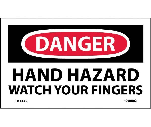 DANGER HAND HAZARD WATCH YOUR FINGERS LABEL
