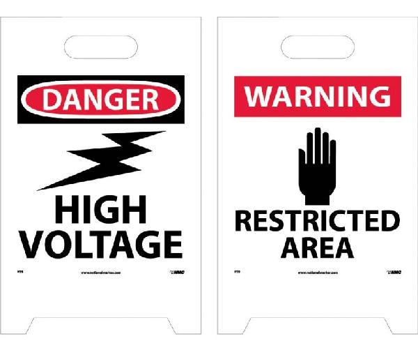 DANGER HIGH VOLTAGE DOUBLE-SIDED FLOOR SIGN