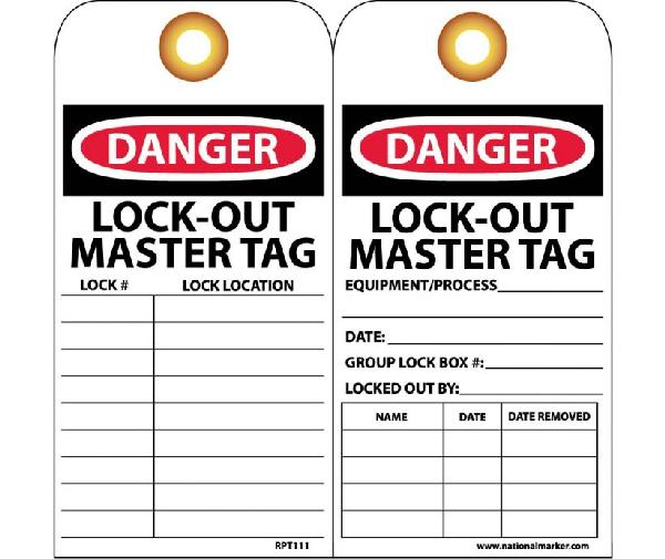 DANGER LOCK-OUT MASTER TAG LOCK LOCK# LOCATION TAG